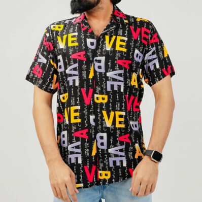 Urban Love Printed Cuban Collar Shirt