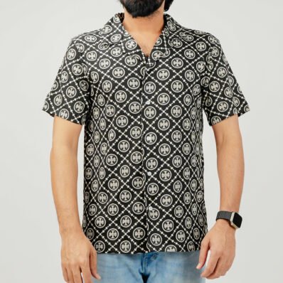 Sandstone Luxe Printed Cuban Collar Shirt